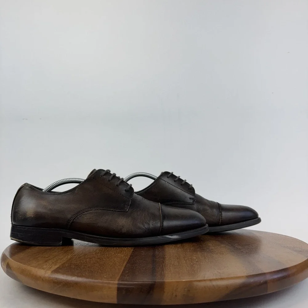 Mens Nordstrom Elliott Brown Leather Cap Toe Derby Dress Shoes Size 10.5 M GUC‎
